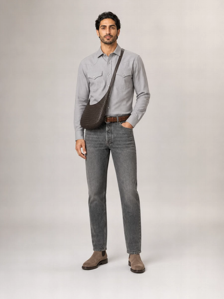 Brunello Cucinelli Chevron Flannel Easy Fit Shirt