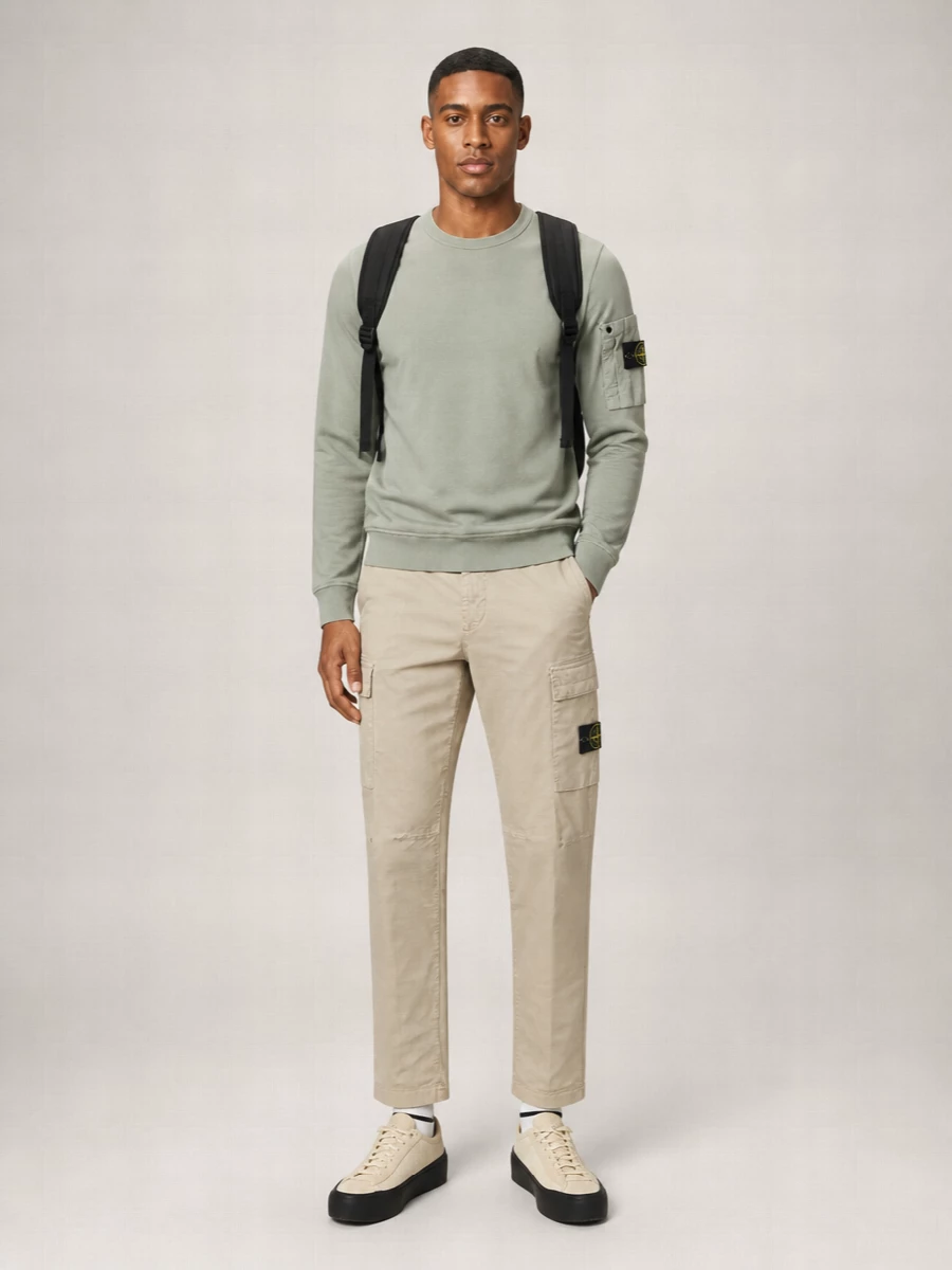 Stone Island Cotton Tapered-Leg Cargo Trousers