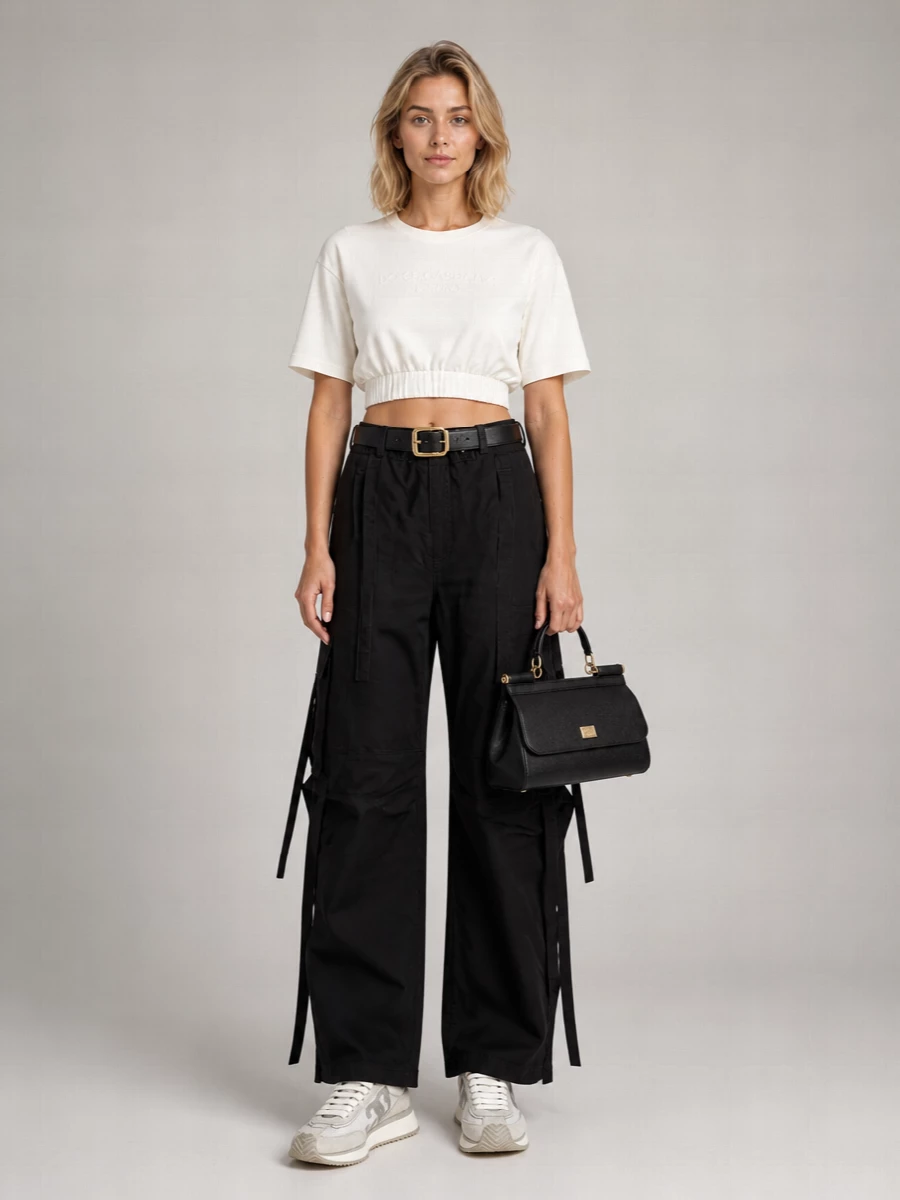 Dolce&Gabbana Chenille Cropped Logo T-Shirt