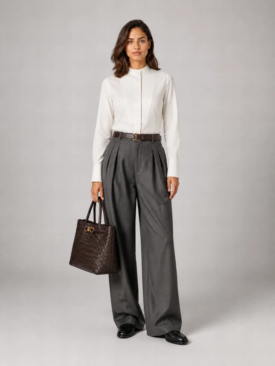 Bottega Veneta Striped High-Rise Wide-Leg Suit Trousers