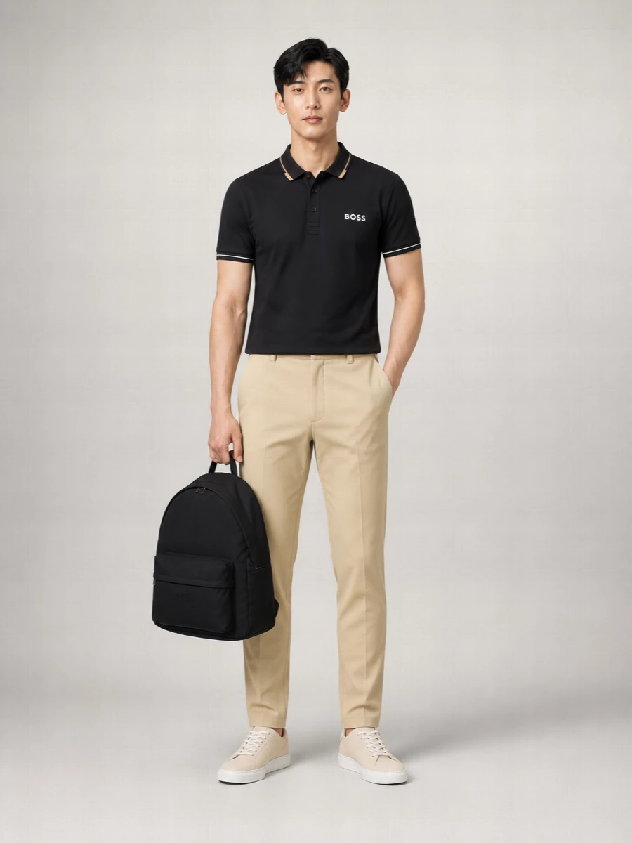 Boss Stretch Polyester Polo Shirt Collar