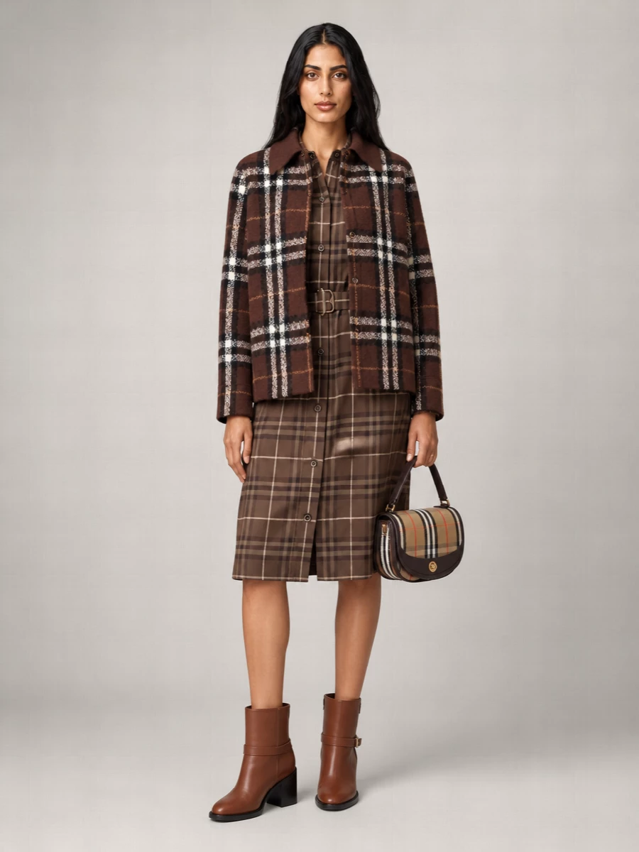Burberry cashmere check overshirt jacket