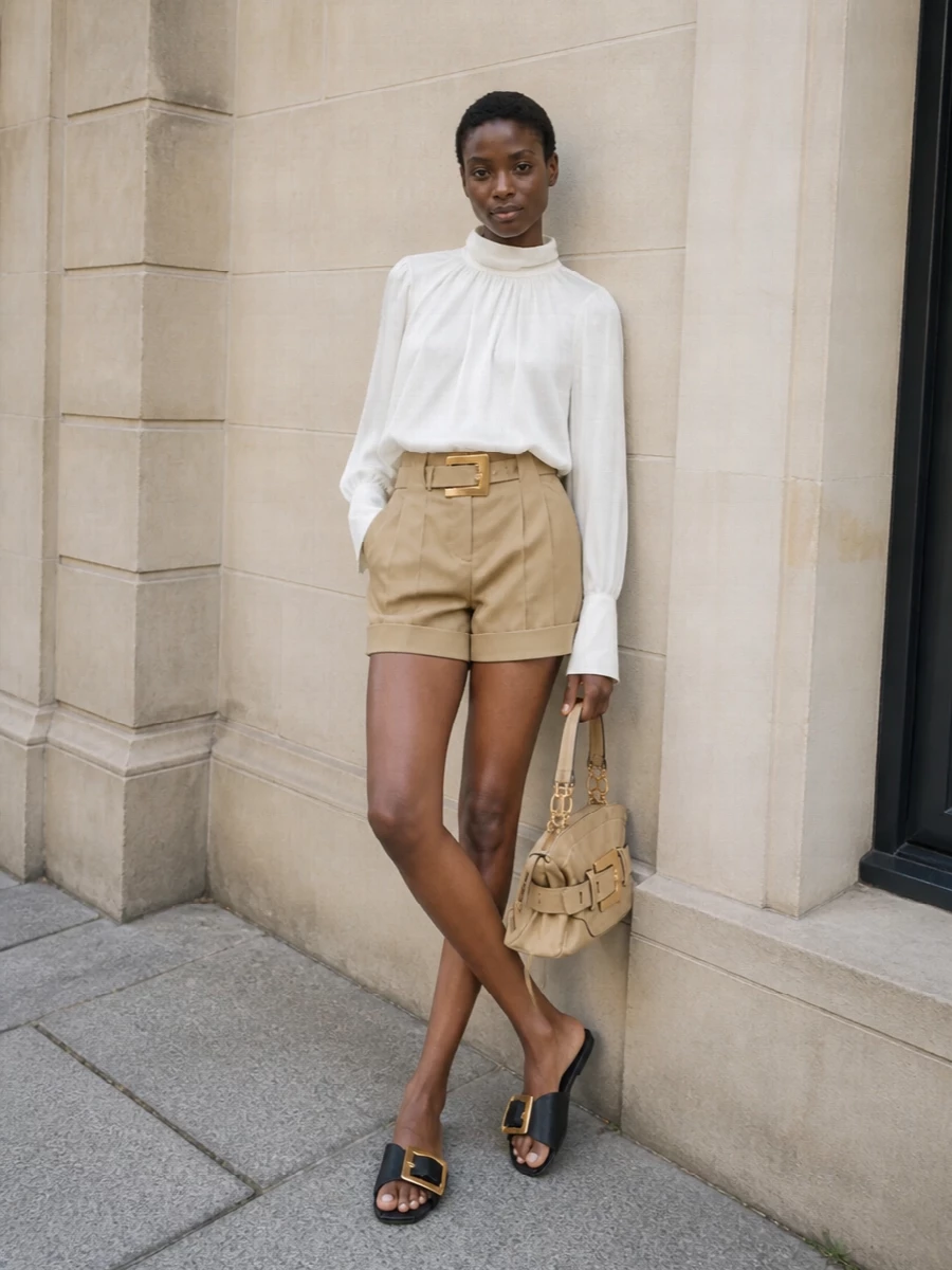 Balmain city shorts silk blouse summer outfit