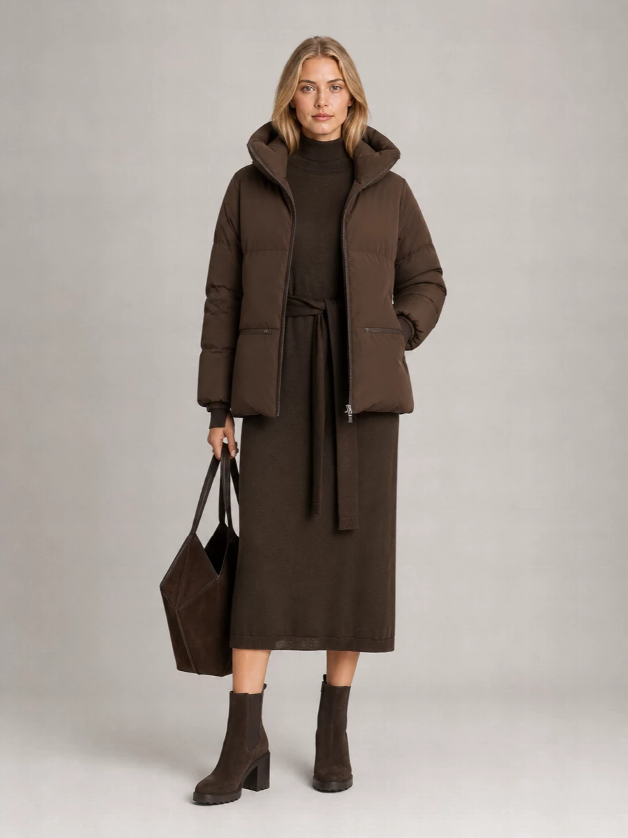 Herno Down Hooded Short Parka Coat