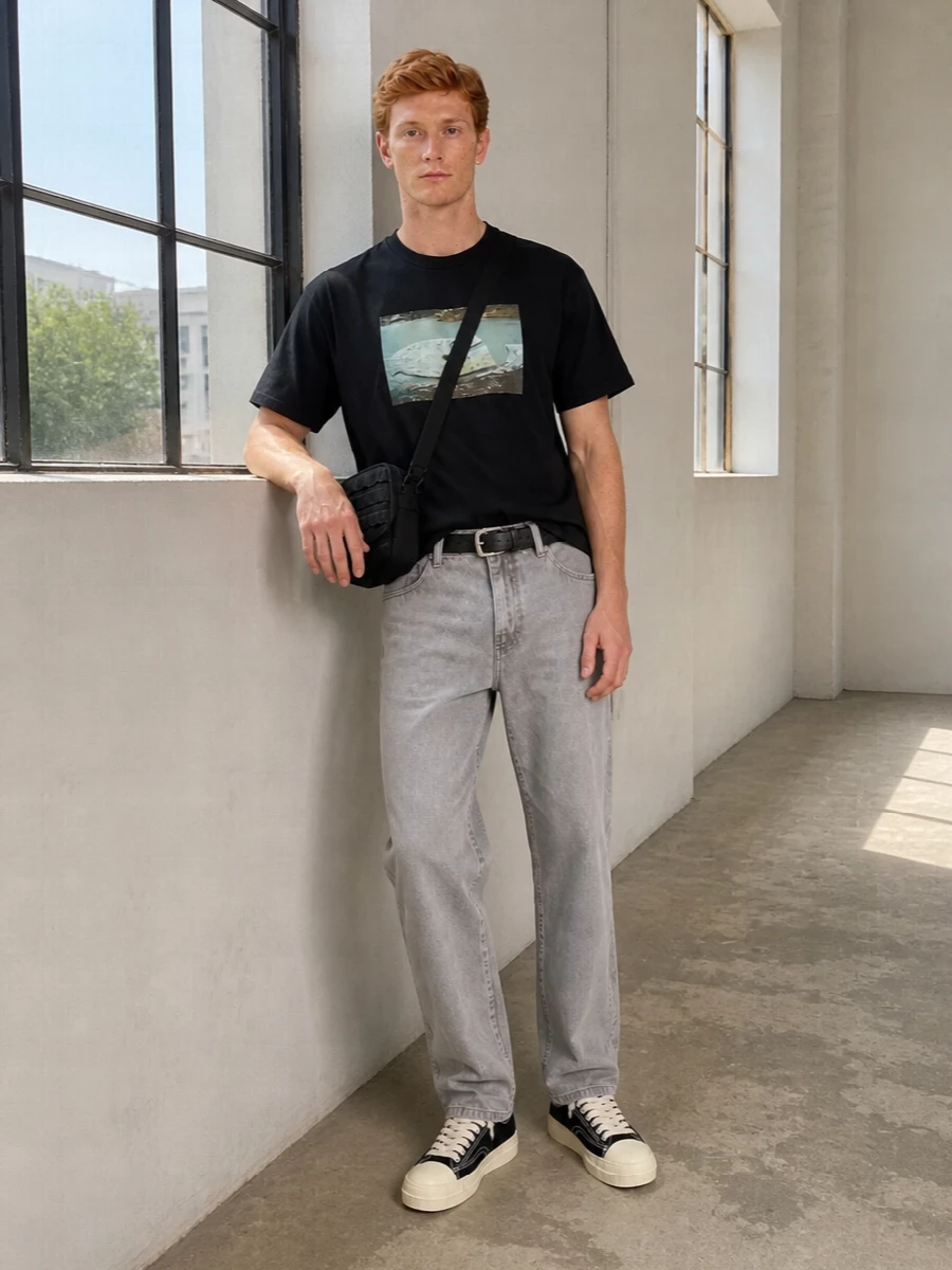 Carhartt wip graphic tee grey jeans sneakers