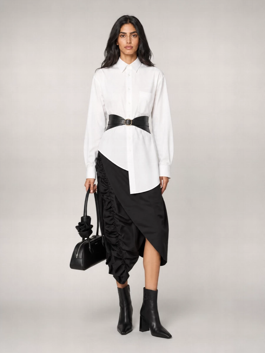 Comme des Garçons asymmetric wool midi skirt