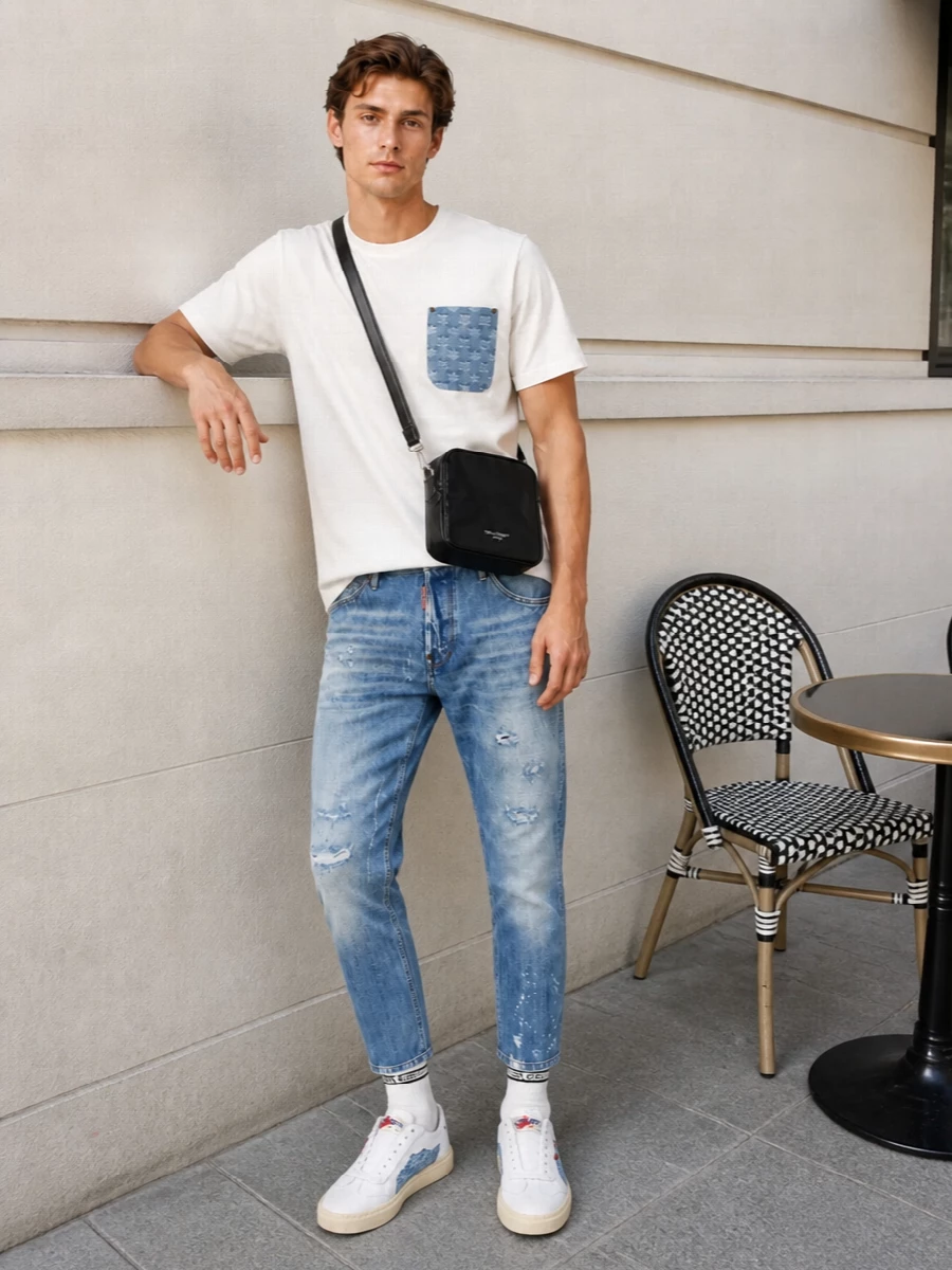 Dsquared2 denim jeans boxy tee sneakers
