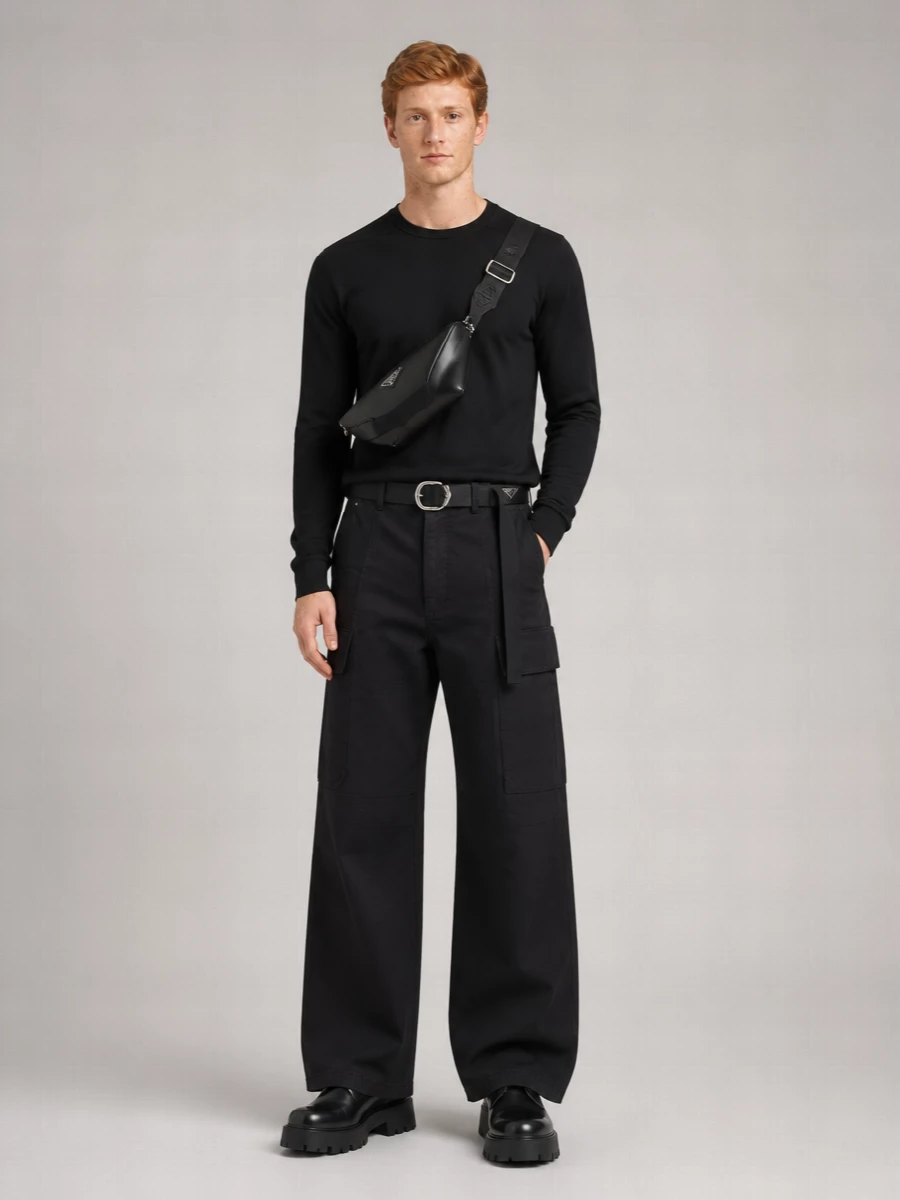 Rick Owens Drkshdw Cotton Low-Rise Wide-Leg Cargo Trousers