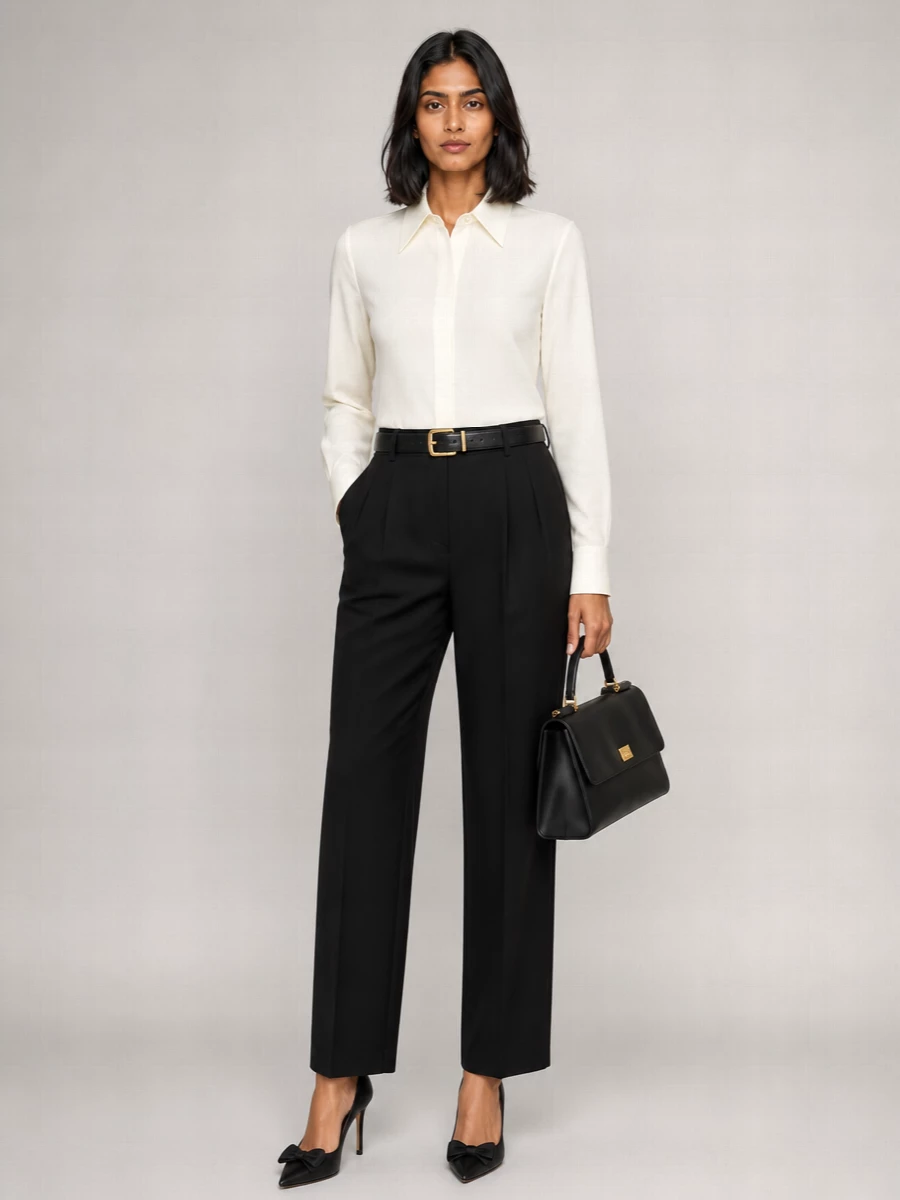 Dolce&Gabbana Wool Blend Mid-Rise Pleated Flared Tailored Trousers
