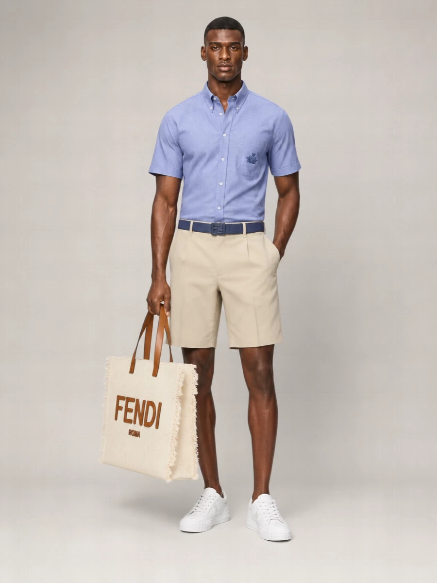 Fendi Cotton Short-Sleeve Oxford Shirt