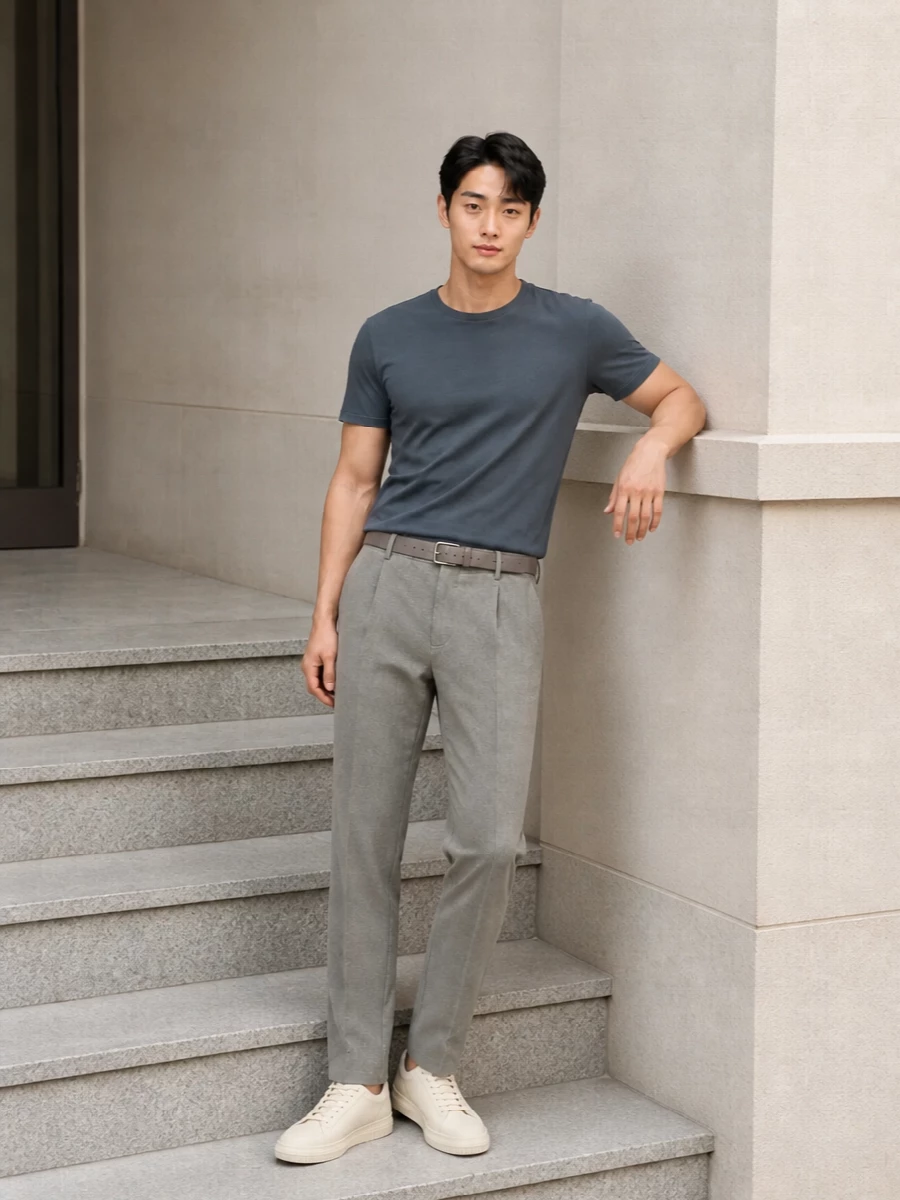 Closed slate tee pt torino grey trousers outfit