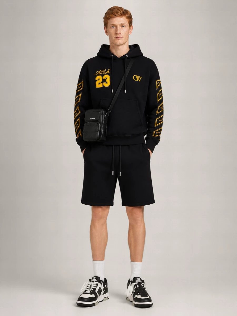 Off-White Printed Cotton Hooded Sweatshirt