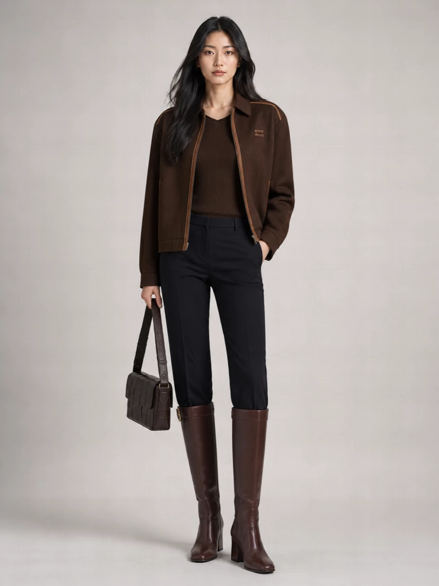 Miu Miu Cotton Jacket With Front Pockets And Contrast Piping