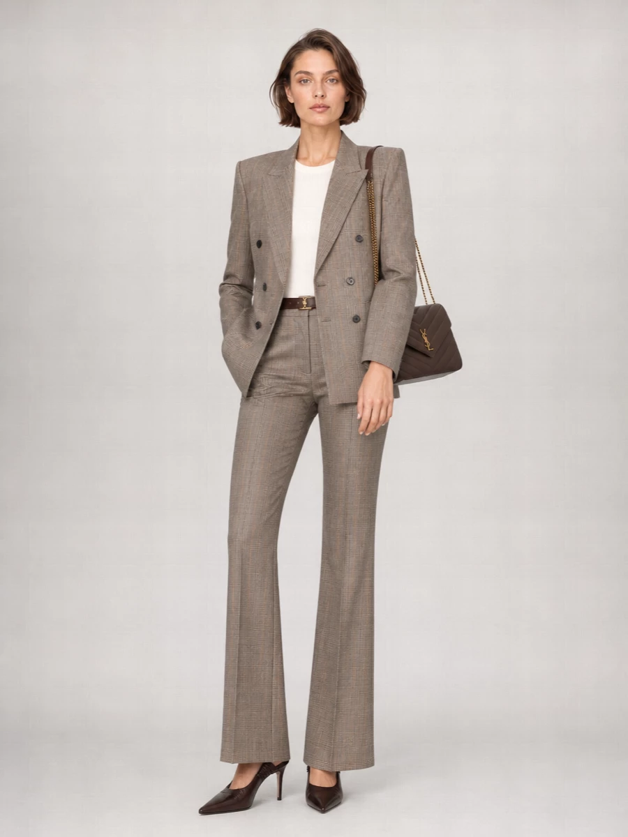 Saint Laurent Checked Wool Suit Jacket