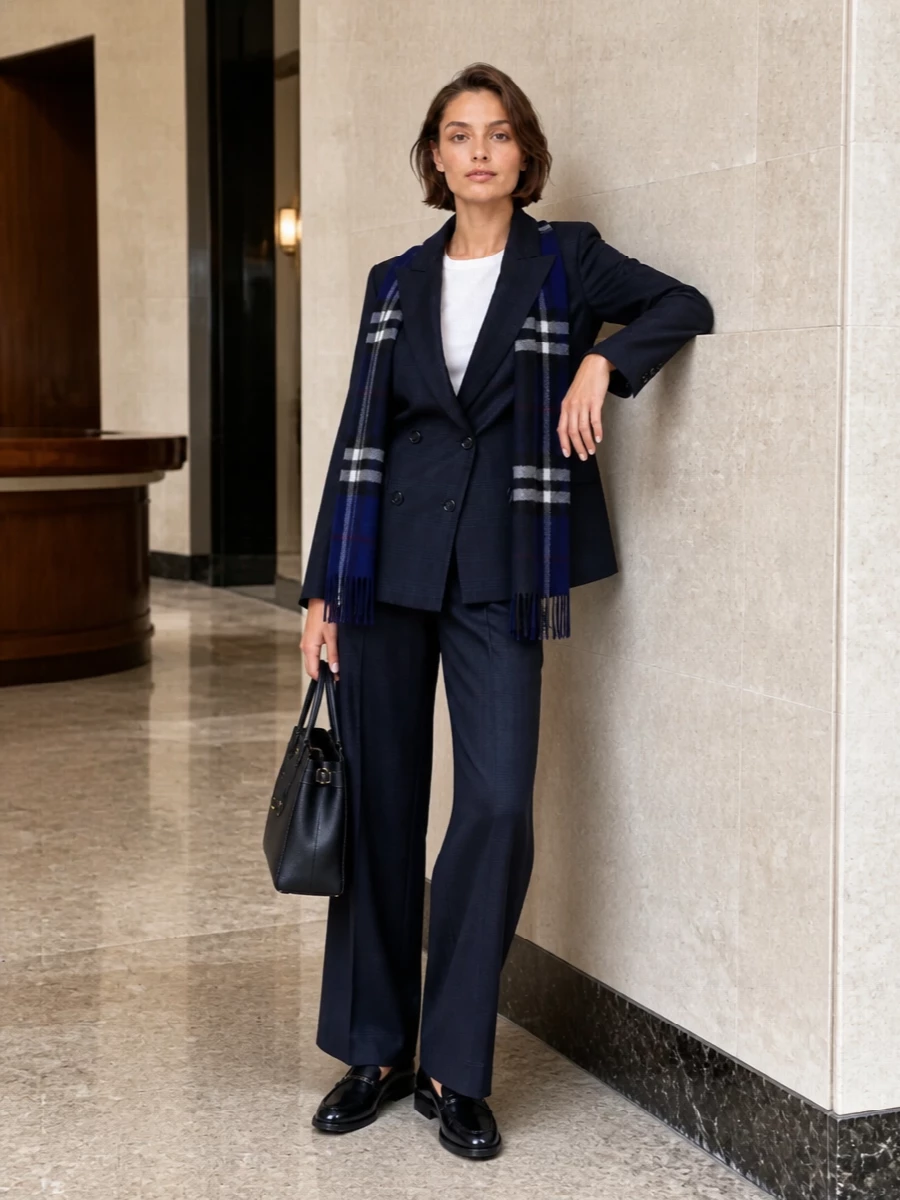 Blaze milano navy blazer wide leg trousers