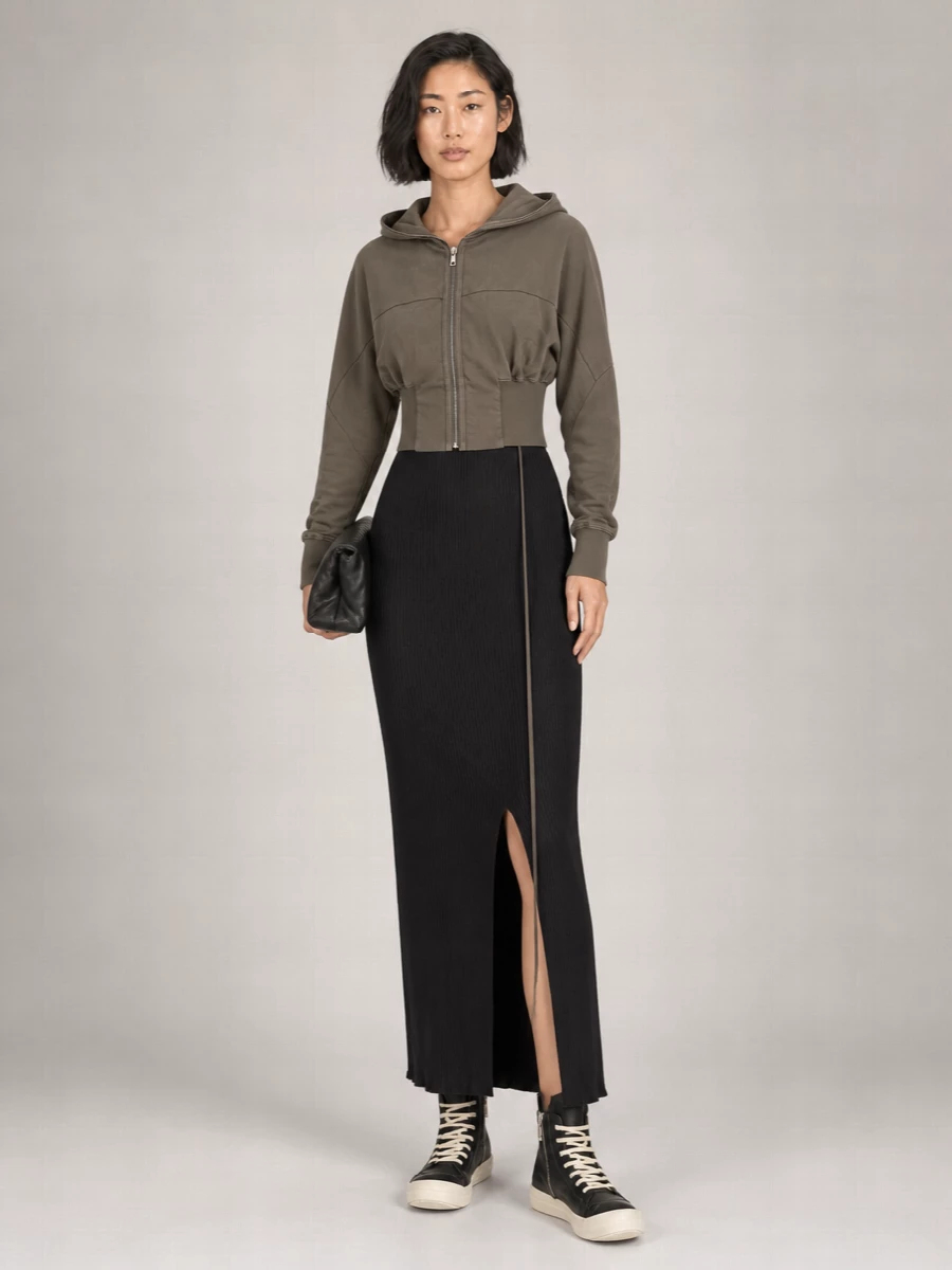 Rick Owens Drkshdw Cotton Cropped Zip Hoodie