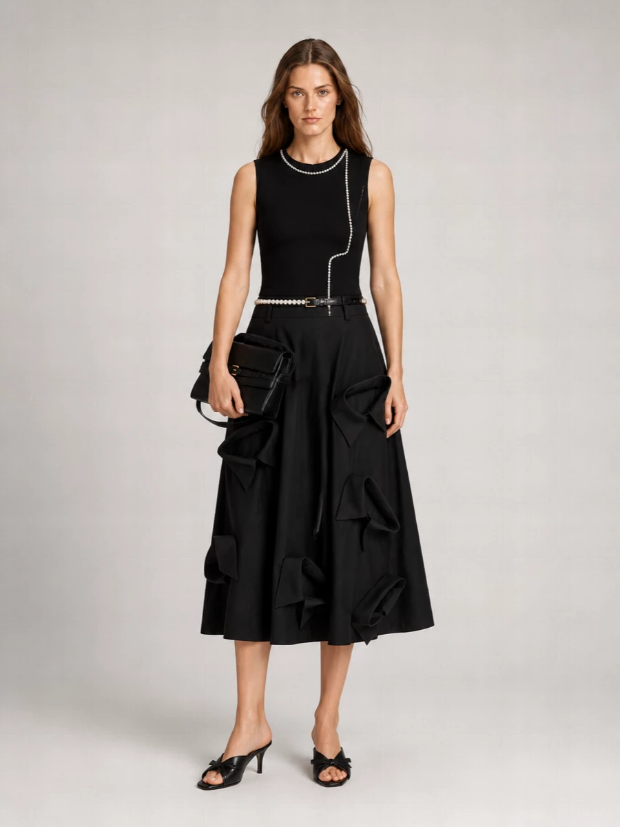 Moschino Stretch Cotton A-Line Skirt