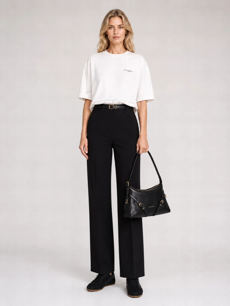 Givenchy Ribbed Logo Print Oversized Cotton T-Shirt