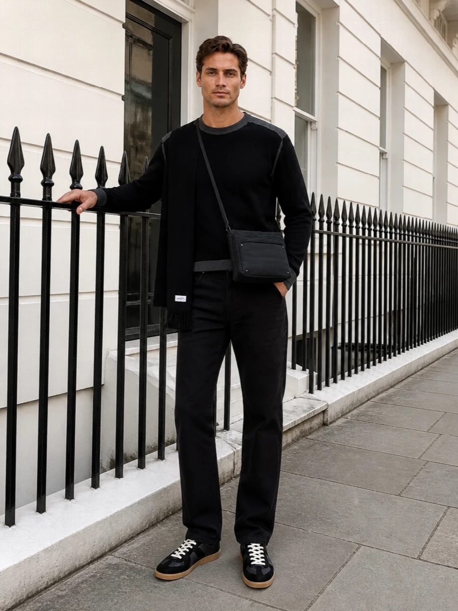 Mm6 margiela black jeans knit margiela sneakers