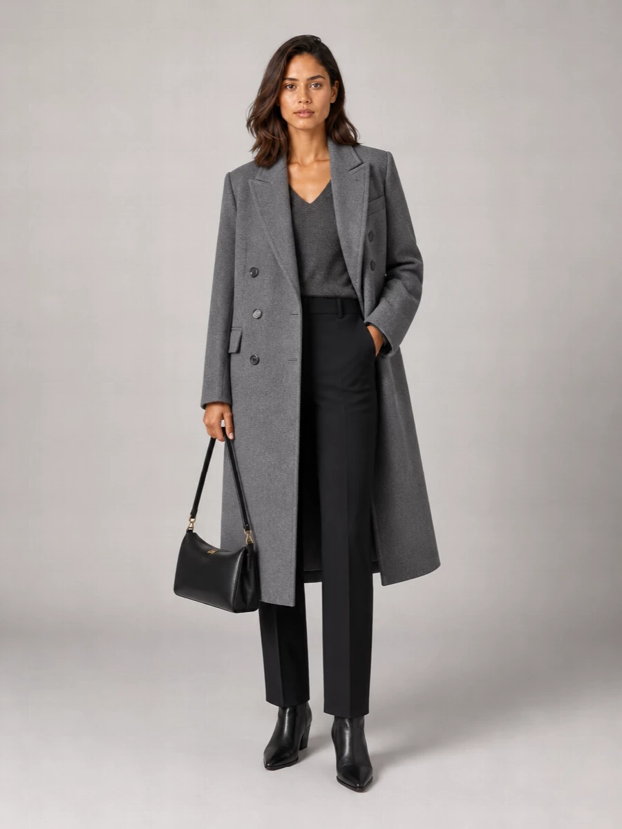Ami Paris virgin wool long double-breasted coat