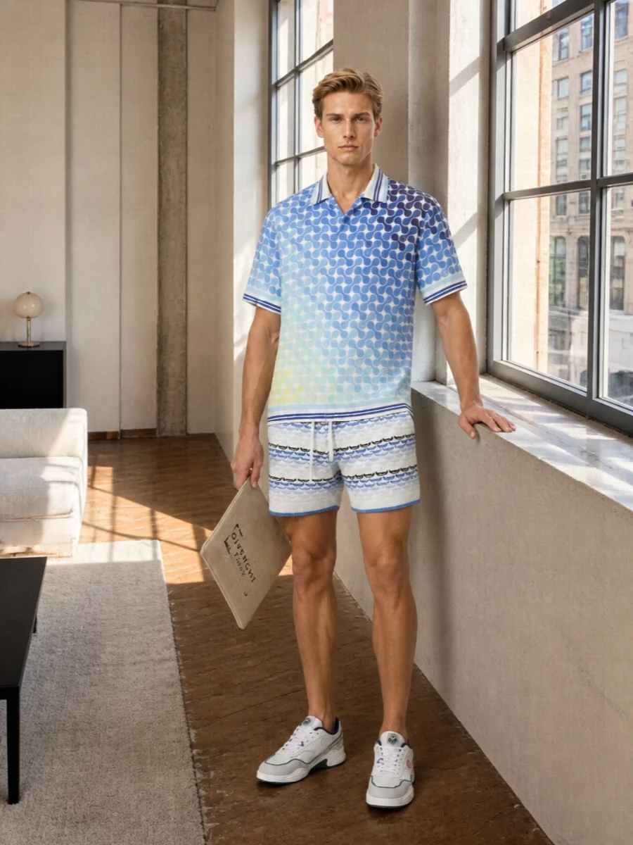Casablanca wave shirt knit shorts resort outfit