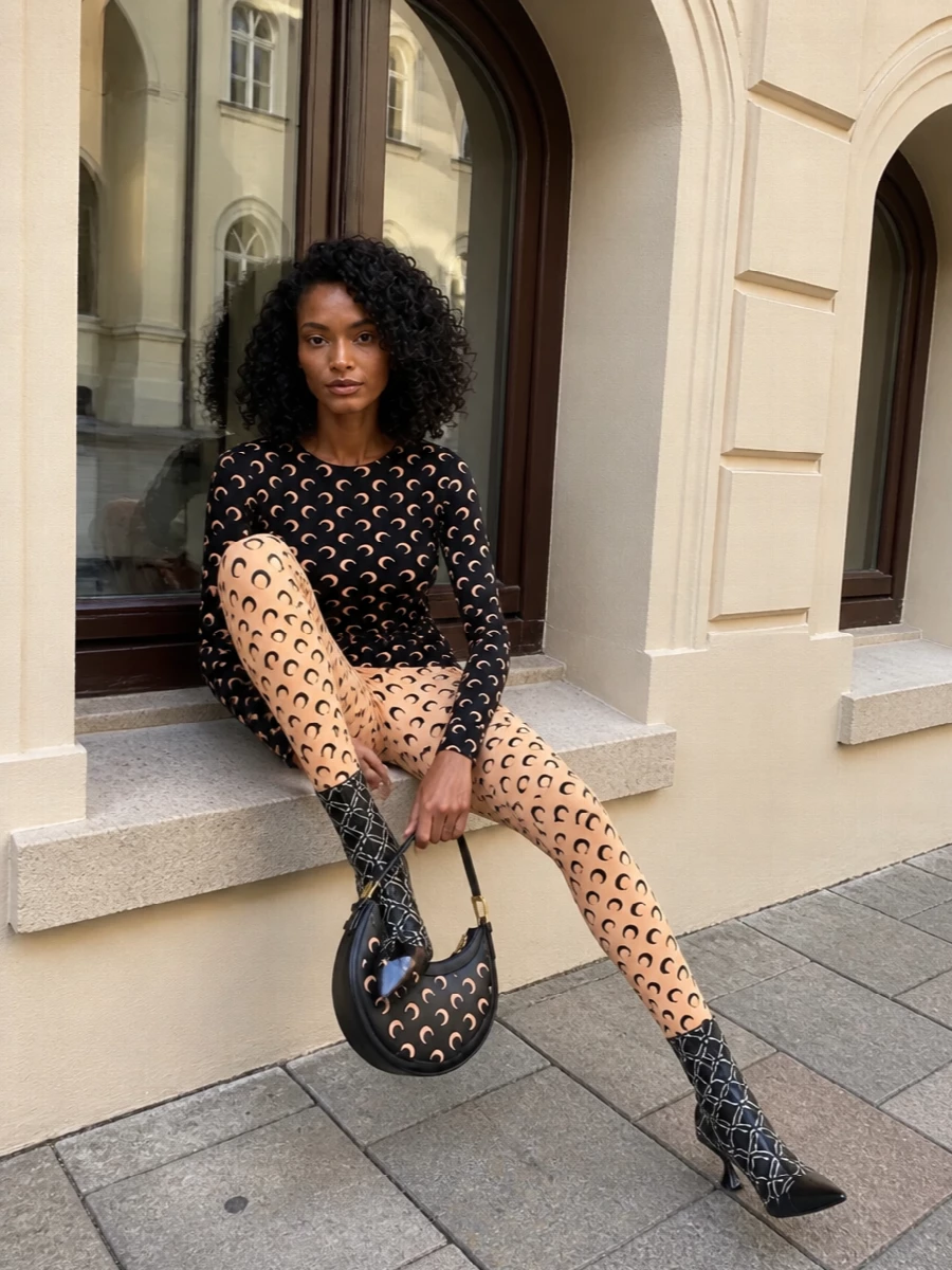 Marine serre moon leggings black top outfit
