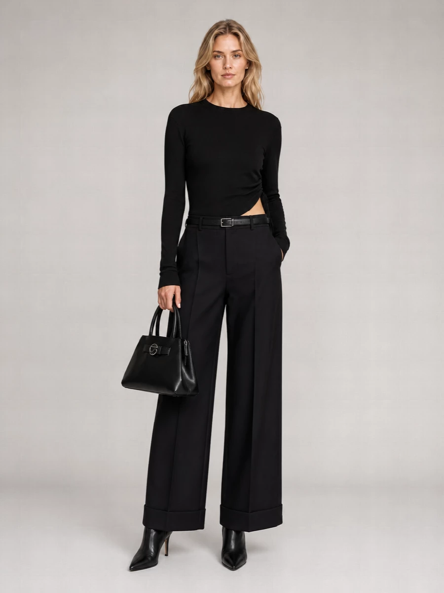 Ann Demeulemeester wrinkled cropped long-sleeve top