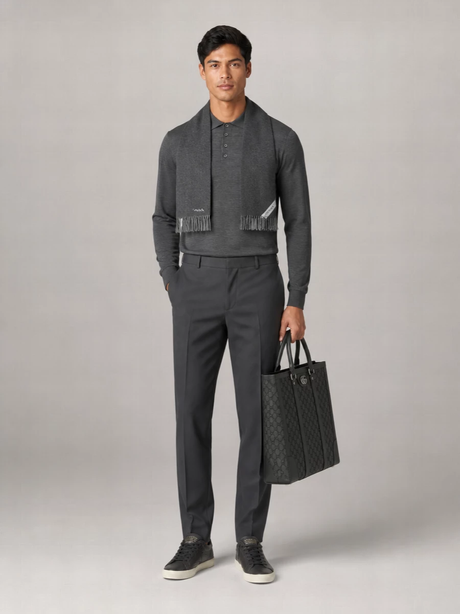 Golden Goose Wool Long-Sleeve Polo Shirt