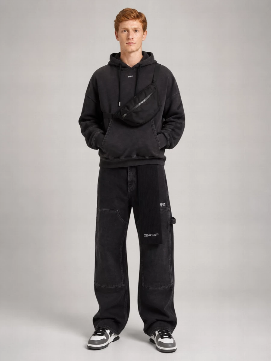 Off-White Cotton Wide-Leg Trousers