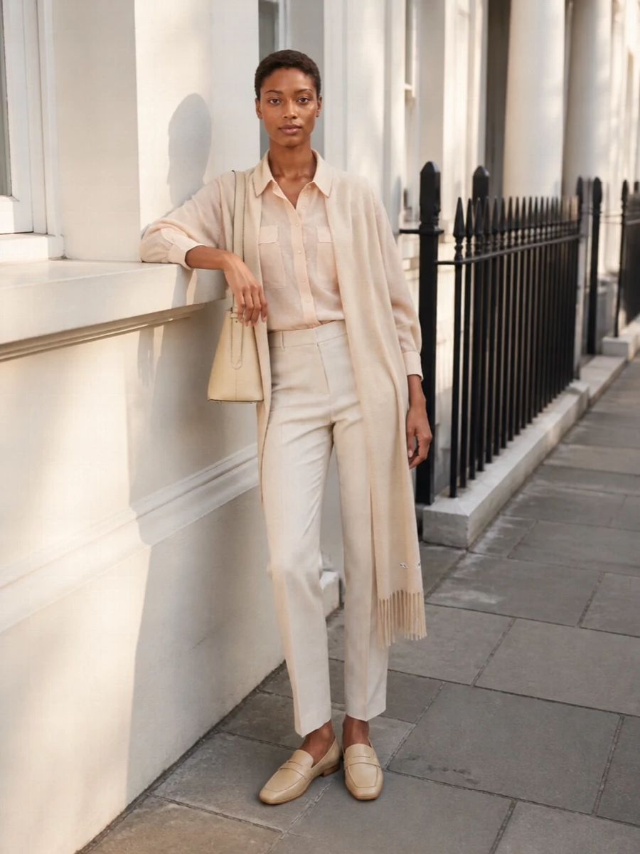 S max mara trouser toteme bag neutral outfit