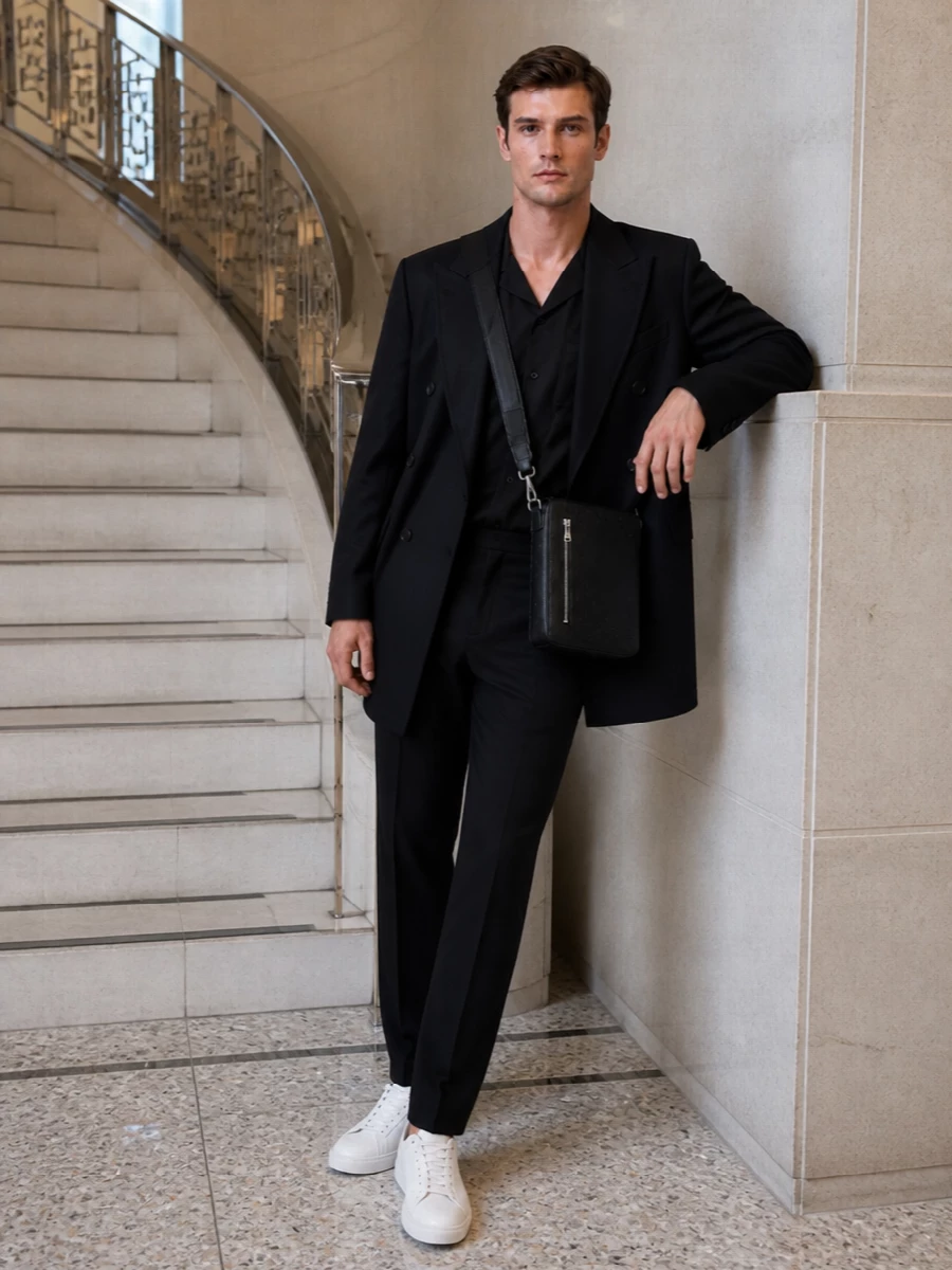 Golden goose tailored coat gucci crossbody outfit