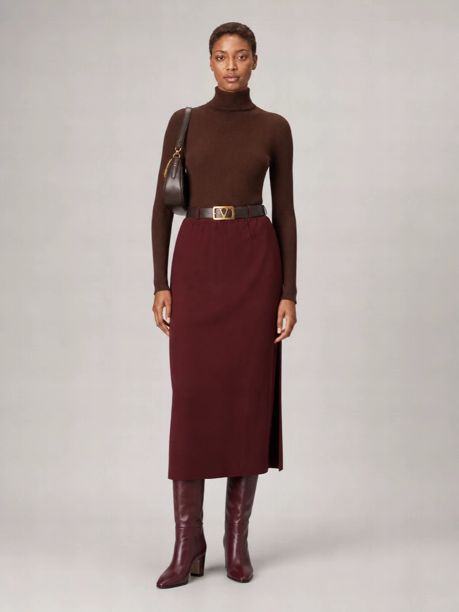 Vince Satin Midi Straight Skirt