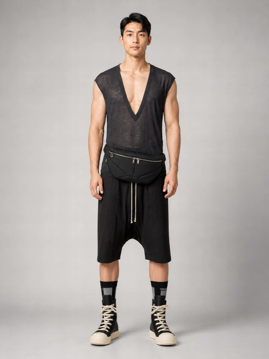 Rick Owens Cotton Deep V-Neck Short-Sleeve T-Shirt