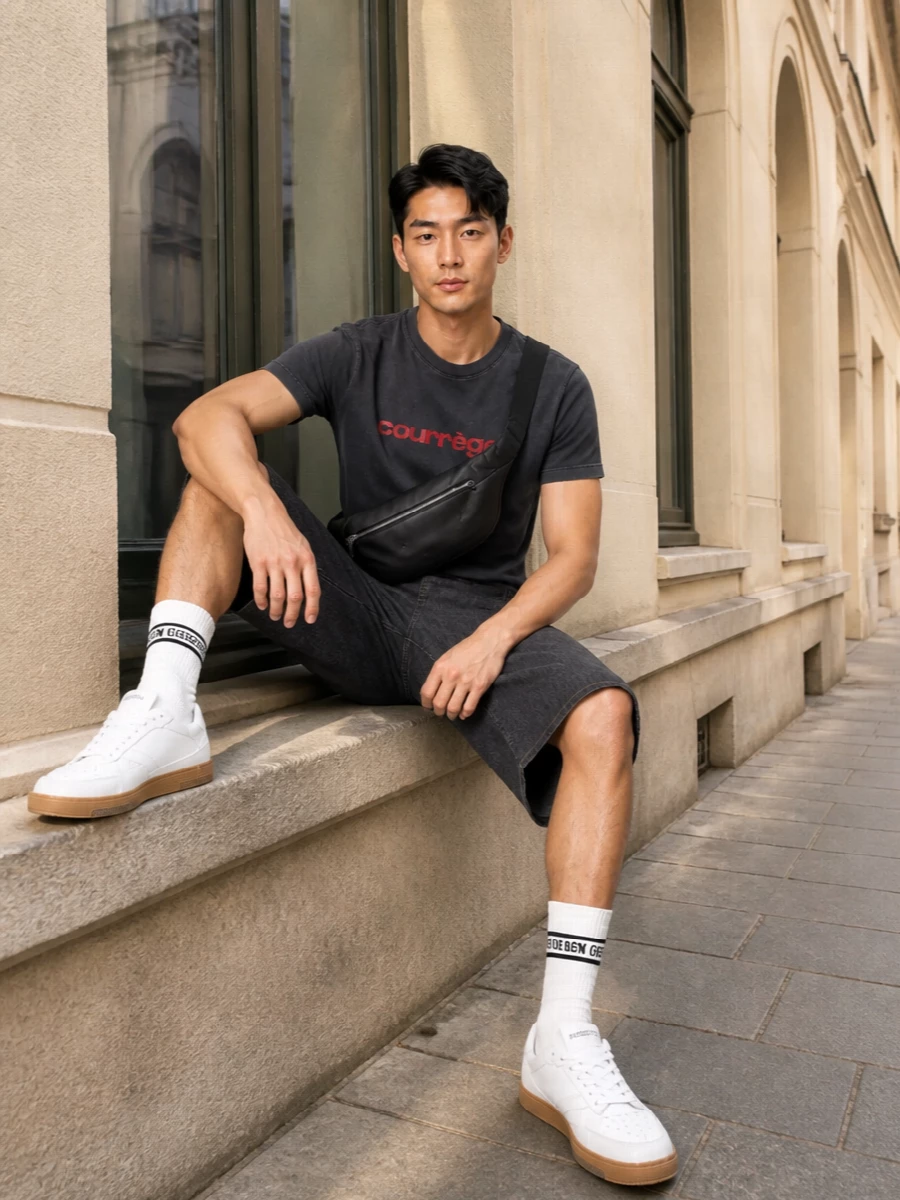 Courreges tee bermuda shorts sneakers