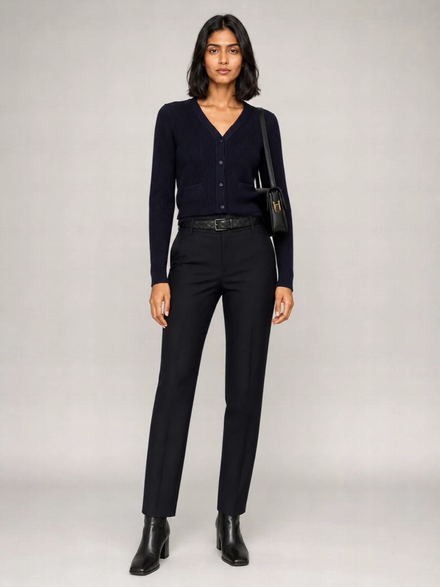 Victoria Beckham Cashmere Wool Stepped Hem Cardigan