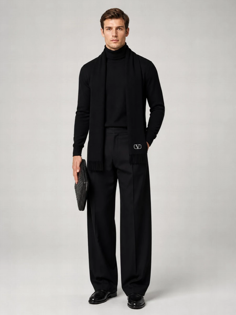 Valentino Garavani Virgin Wool Fringed Scarf