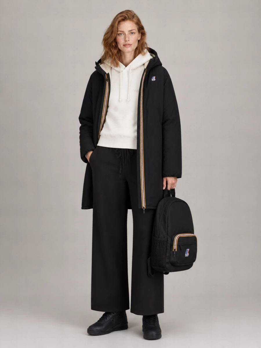K-Way Hooded Long-Sleeve Parka Coat