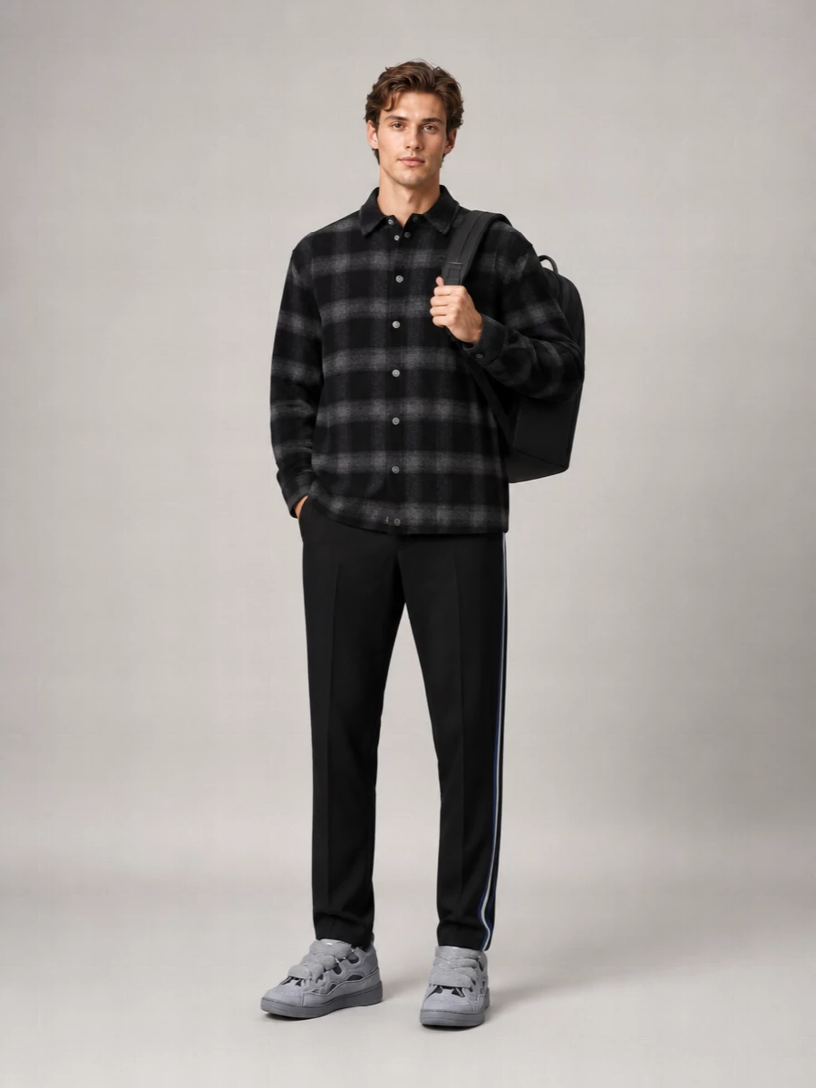 Off-White Checked Wool Flannel Padded Overshirt