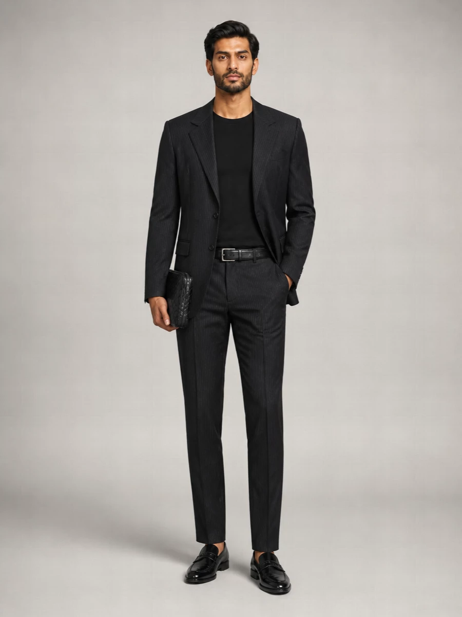 Saint Laurent Wool Pinstripe Single-Breasted Suit Jacket