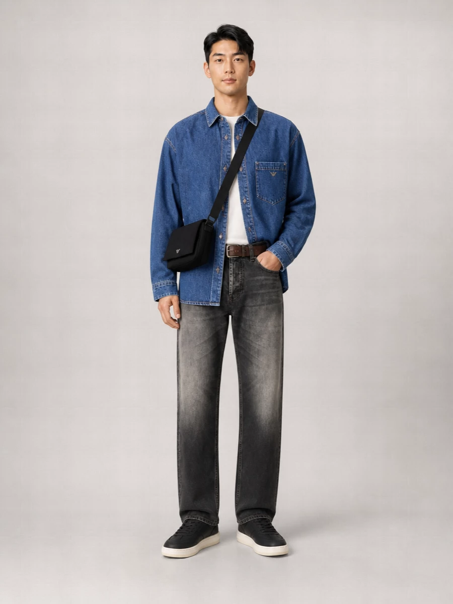 Emporio Armani stretch denim loose-fit straight-leg jeans