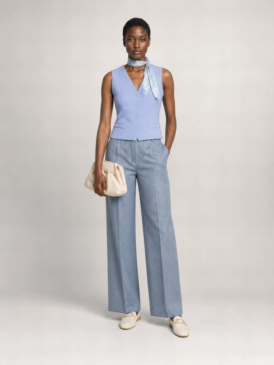 Parosh Linen High-Rise Tailored Trousers