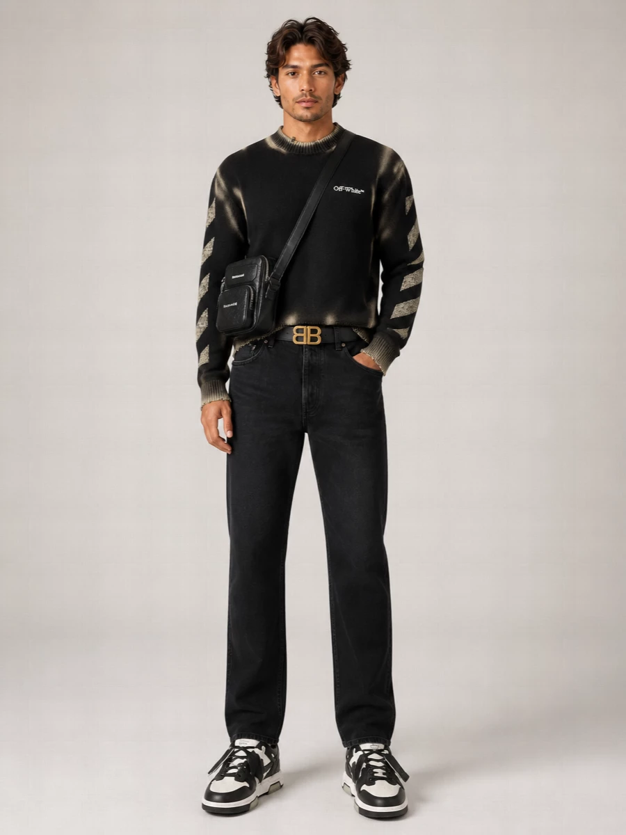 Off-White Cotton Gradient Logo-Print Crewneck Sweater
