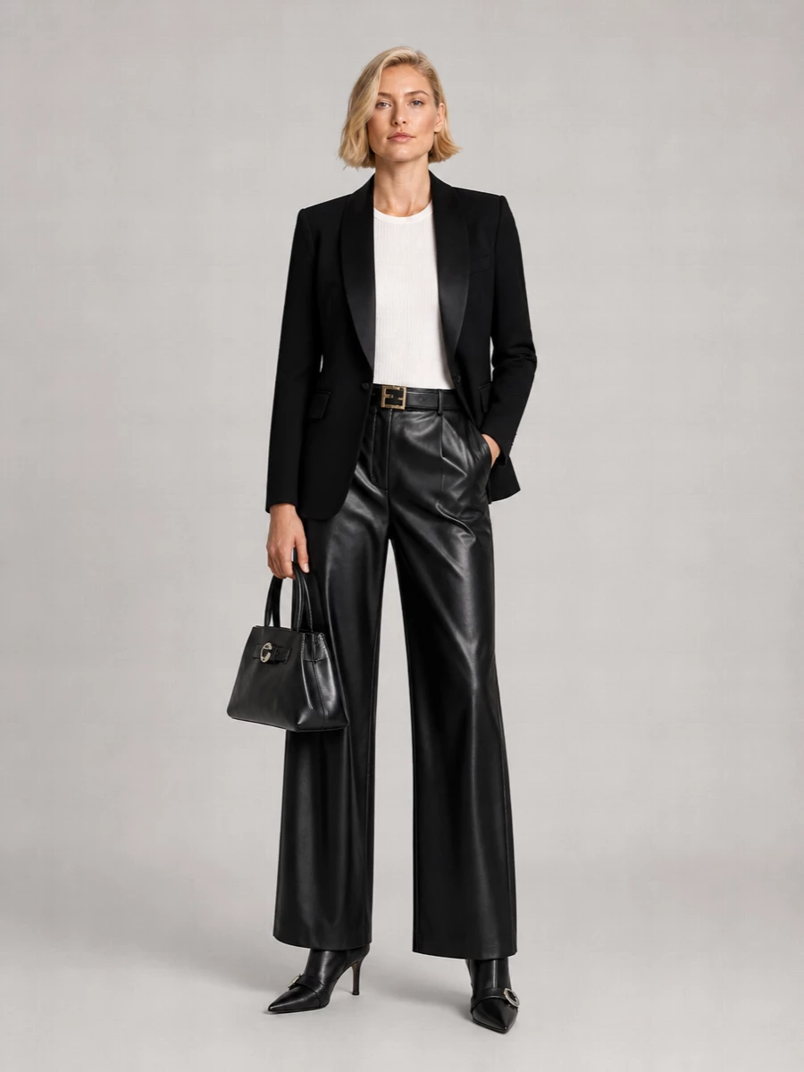 Ermanno Firenze faux-leather wide-leg trousers