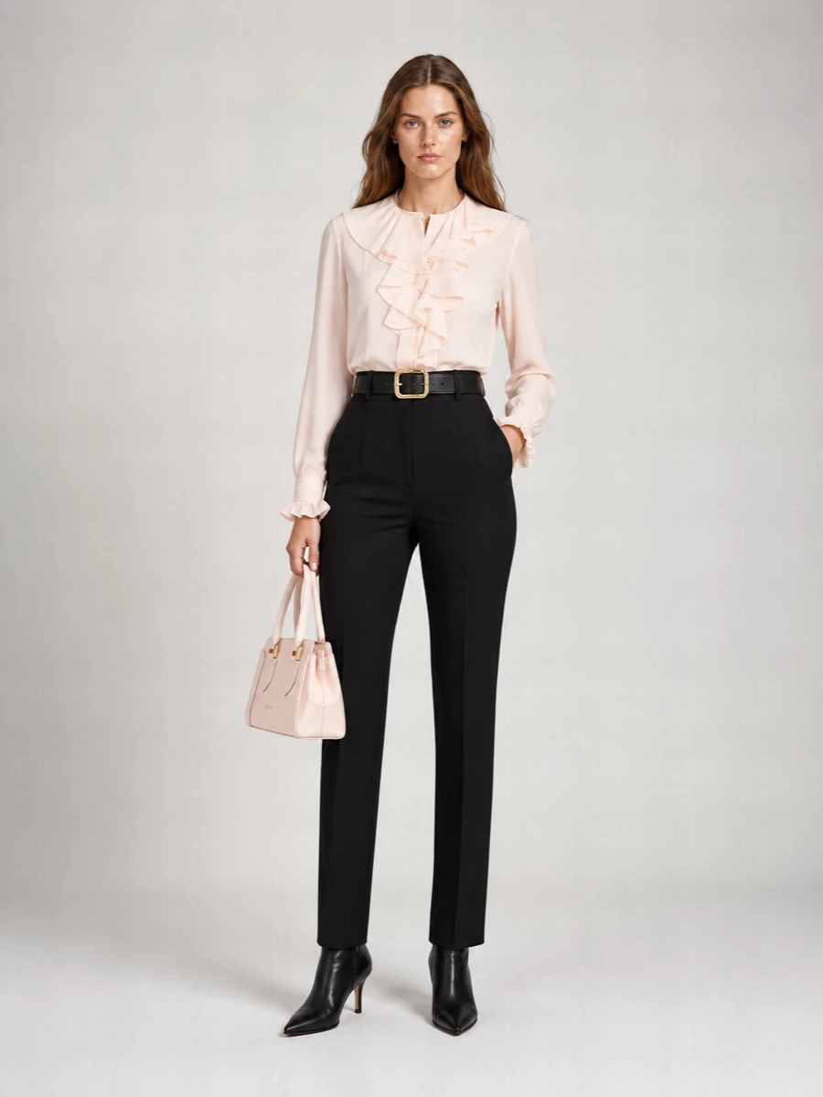 Alexander Mcqueen Silk Ruffled Long-Sleeve Blouse