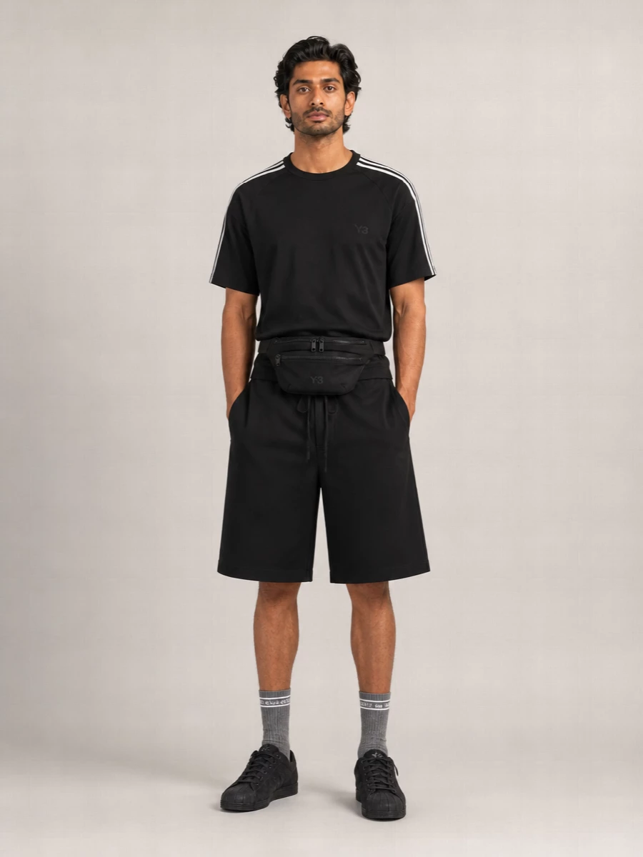 Y-3 Velvet Cropped Wide-Leg Tailored Shorts