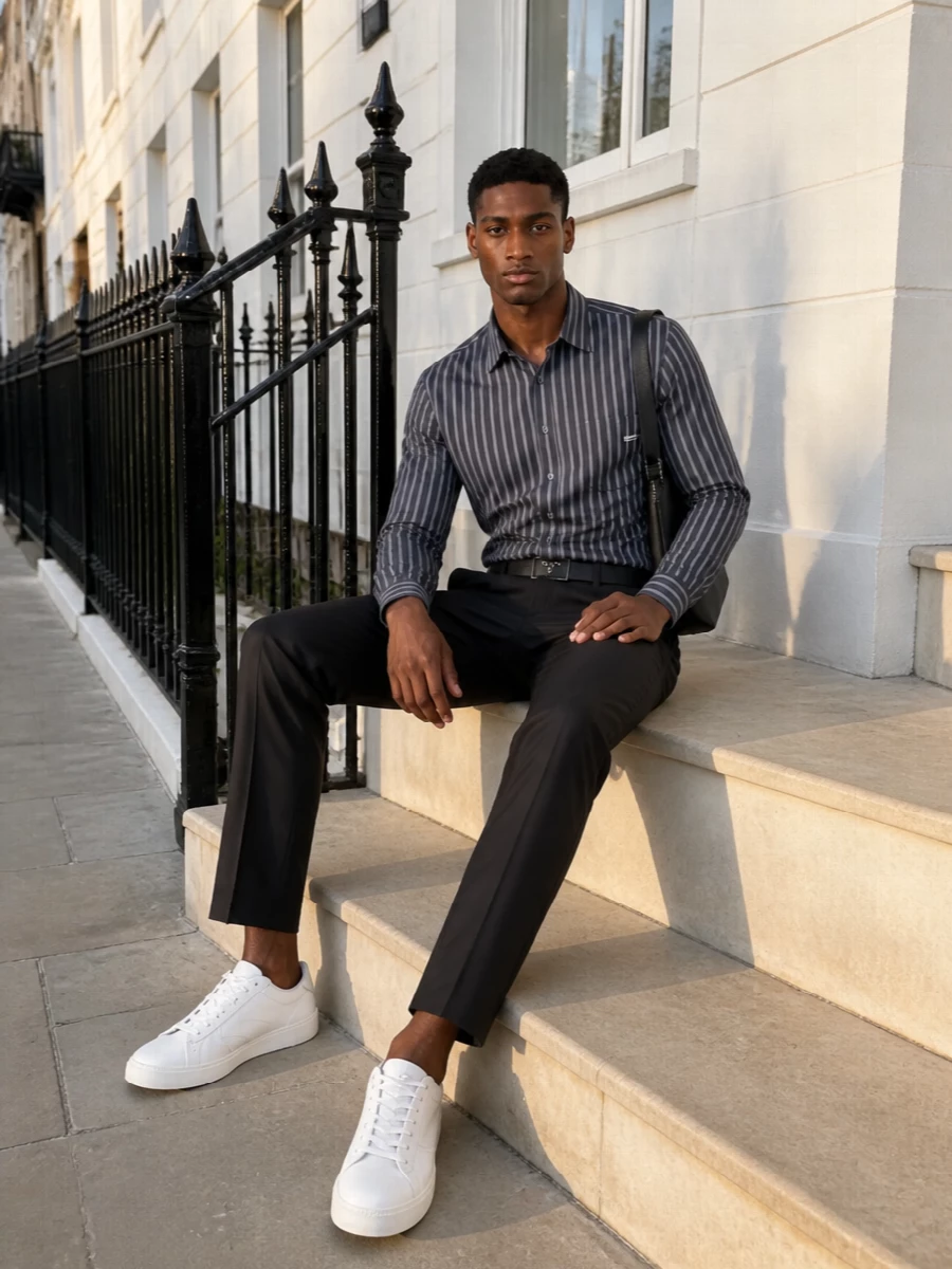 Acne shirt dior trouser celine sneakers outfit