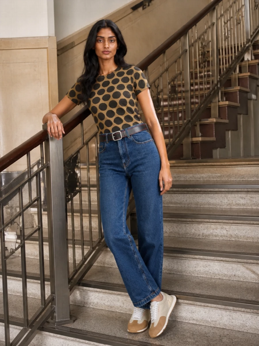 Marni polka dot t shirt straight jeans outfit