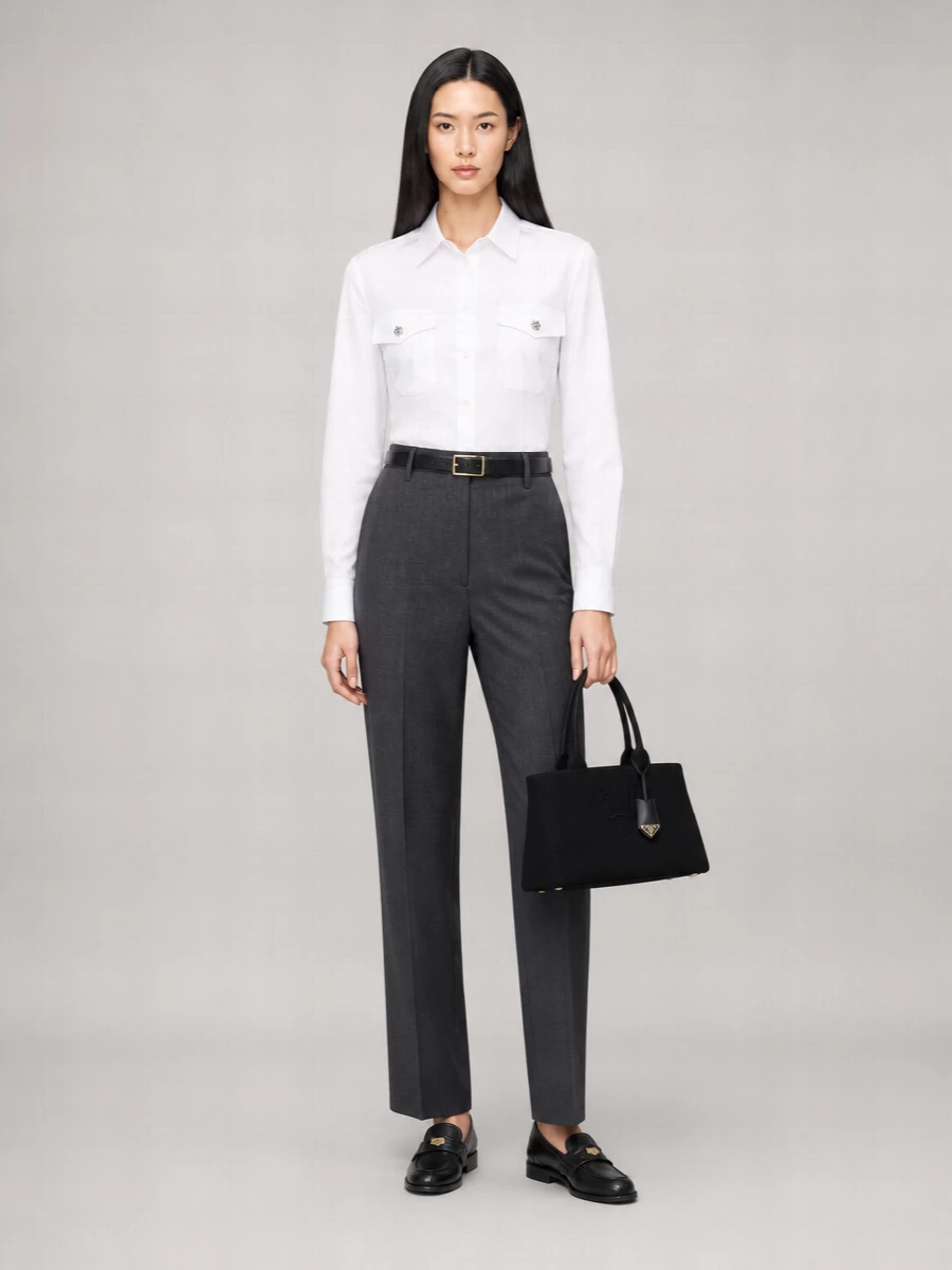 Miu Miu Mohair Wool Straight-Leg Suit Trousers