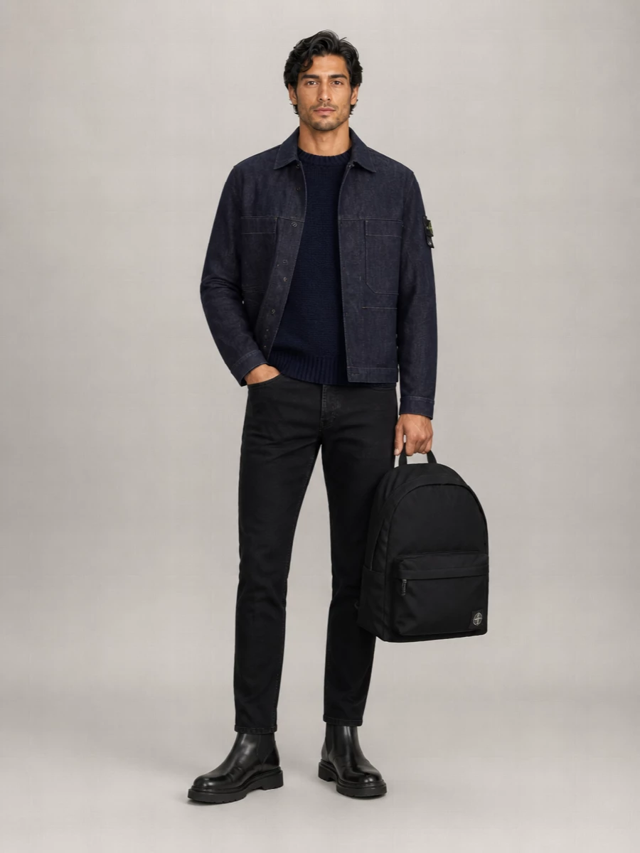 Stone Island Denim Biker Jacket