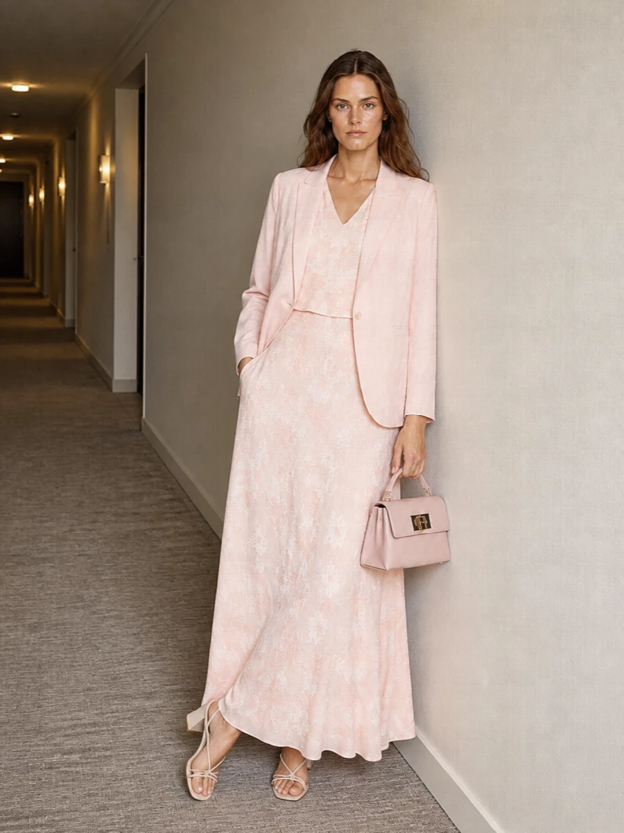Forte forte blush blazer maxi dress outfit